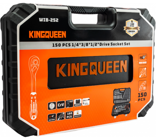 Набор инструментов KINGQUEEN 150 пред, 72 зуба, WIB-252